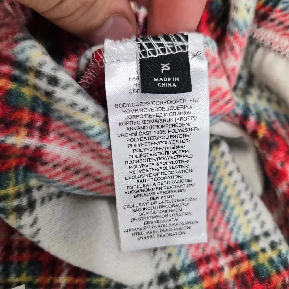 Lauren Ralph Lauren Ivory Red Green Tartan Plaid Fleece Pajama Set Size XL NWT